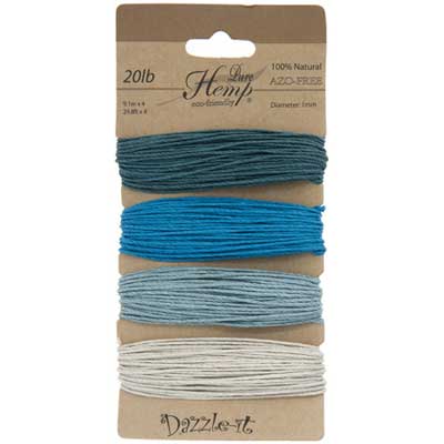 Hemp 100% Natural 1mm Shades of Aqua, 10