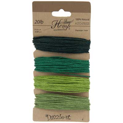 Hemp 100% Natural 1mm Shades of Emerald, 11