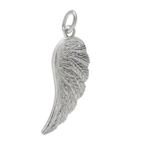 Sterling Silver Detailed Angel Wing Charm