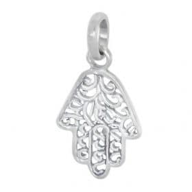 Sterling Silver, filigree style Hamsa charm