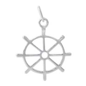 Sterling Silver smooth flat boat wheel shape charm