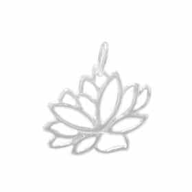 Sterling Silver flat lotus flower charm