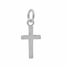 Sterling Silver, flat cross charm with 5mm loop