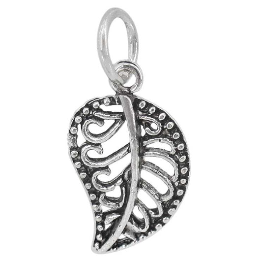 Sterling Silver Filigree Leaf Charm