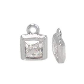 Sterling Silver faceted square stone charm