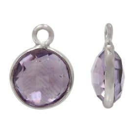 Sterling Silver stone charm with amethyst