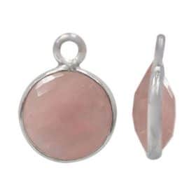 Sterling silver stone charm with Rose quartz