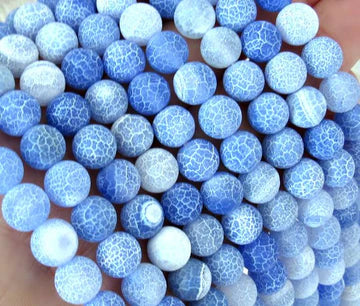 Dark Blue Efflorescene Agate 8mm Natural stone Beads