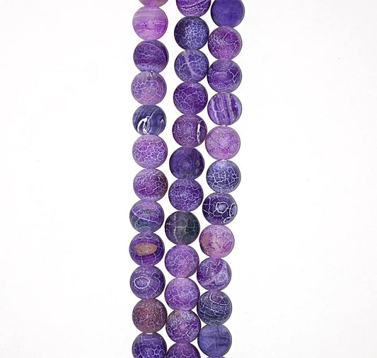 Efflorescence Purple Agate Natural Stone Beads 8mm