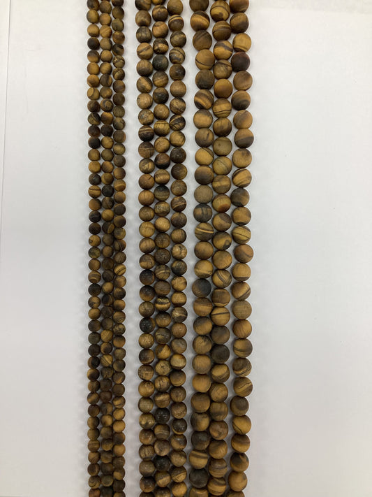 Matte Brown Tiger Eye Natural Stone Beads