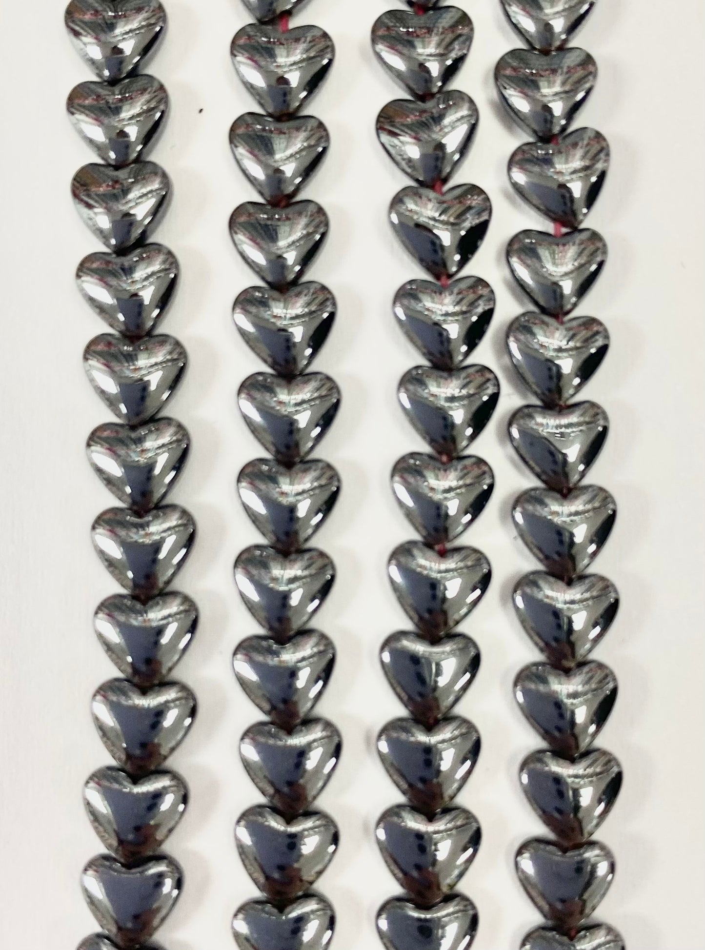 Hematite Puffy Heart Shape Bead Strands 8mm