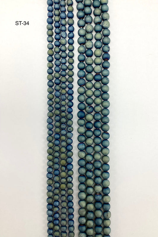 Blue-Green Druzy Natural Stone Beads