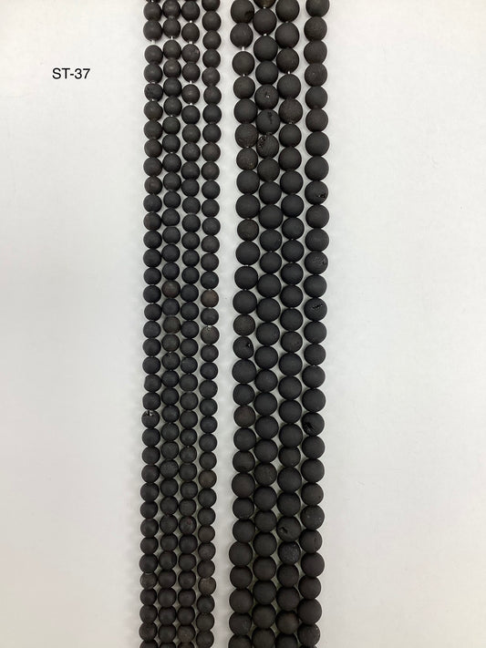 Black Druzy Natural Stone Beads