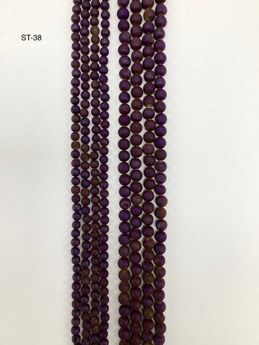 Purple-Gold Druzy Natural Stone Beads