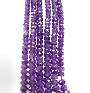 Rondelle Cut Amethyst 6mm Natural Stone Beads