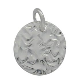 Sterling silver matte hammered coin charm