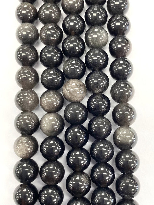 Silver Obsidian Natural Stone Beads