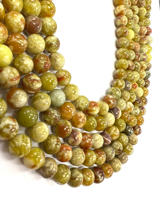 Russian Green Red Serpentine Natural Stone Beads