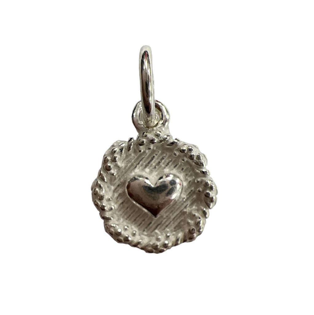 Sterling Silver Round Shape Charm With Heart