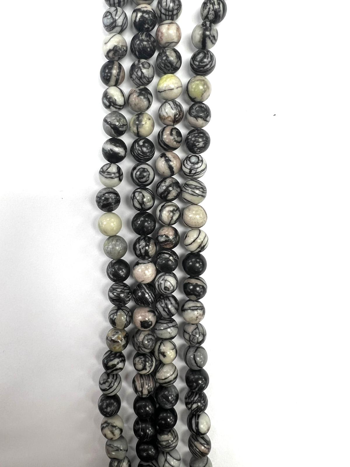 Black Zebra Jasper Natural Stone Beads