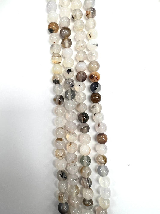 White Moss Agate 8mm Natural Stone Beads