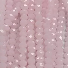 Opal Pink Facetted Rondell Glass Beads