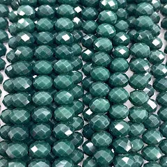 Dark Green Facetted Rondell Glass Beads