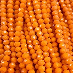 Orange Facetted Rondell Glass Beads