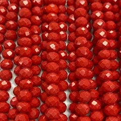 Red Facetted Rondell Glass Beads