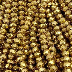 Metallic Gold Facetted Rondell Glass Beads