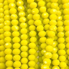 Yellow Facetted Rondell Glass Beads