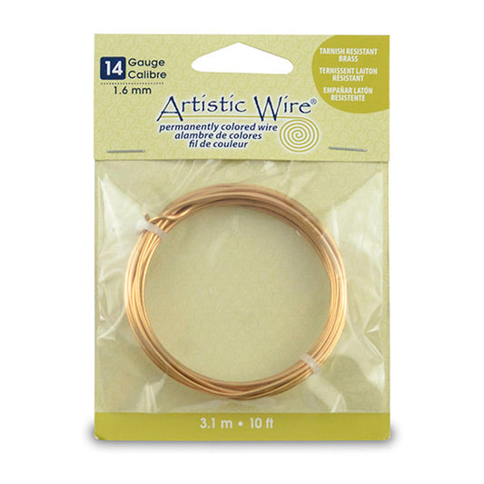 Artistic Wire Tarnish Resistant Brass Craft Wire, 10GA, 14GA, 16GA