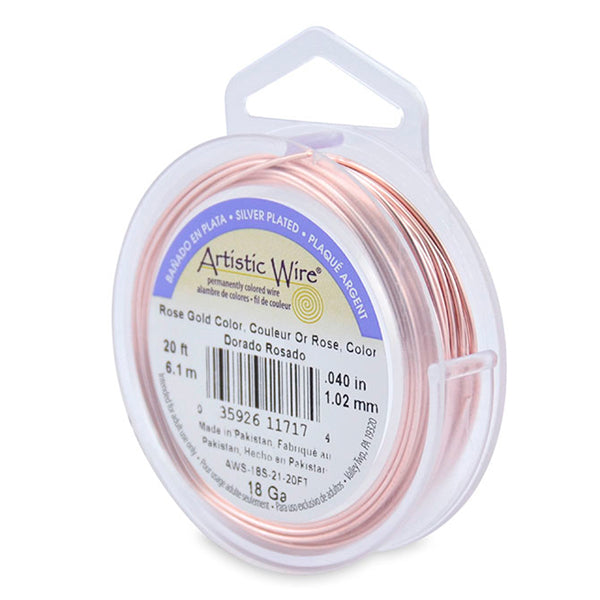 Artistic Wire Silver Plated Tarnish Resistant Colored Copper Craft Wire, Rose Gold Color, Retail Spool