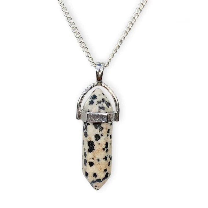 Natural Stone Bullet Pendants Dalmation Jasper