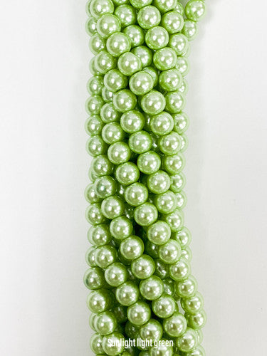 Light Green Colour Glass Pearl Beads 8mm