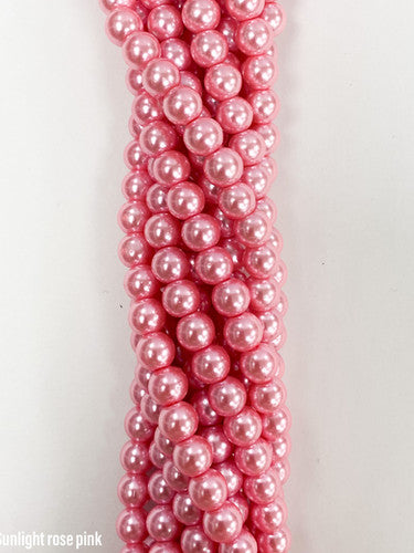 Rose Pink Colour Glass Pearl Beads 8mm