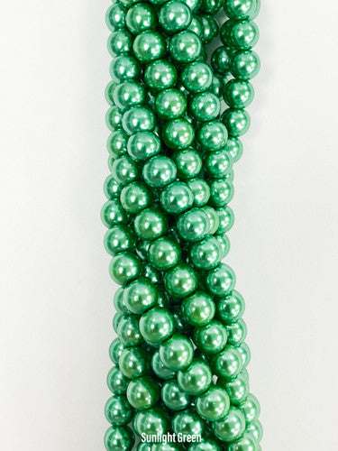 Dark Green Colour Glass Pearl Beads 8mm