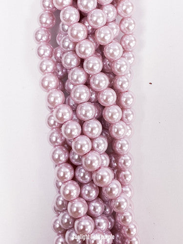 Light Purple Colour Glass Pearl Beads 8mm