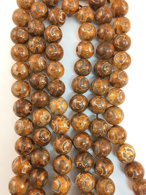 Tibetan Agate Orange Natural Stone Beads 10mm