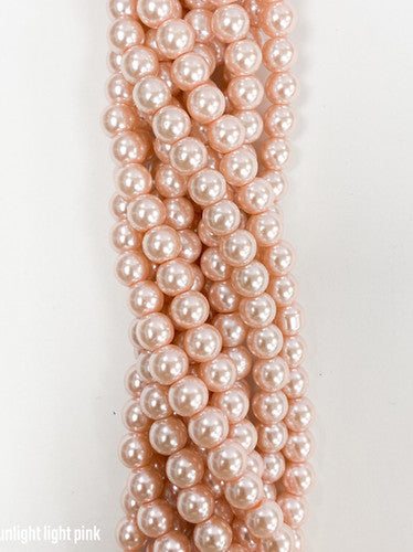 Light Pink Colour Glass Pearl Beads 8mm