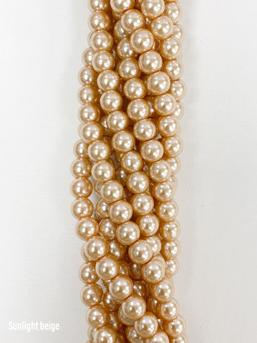 Beige Colour Glass Pearl Beads 8mm