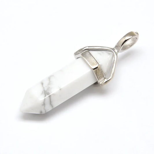 Natural Stone Bullet Pendants Howlite