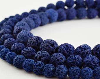 Blue Dyed Lava Natural Stone Beads