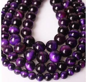 Dyed Purple Tigers Eye 8mm Natural Stone Beads