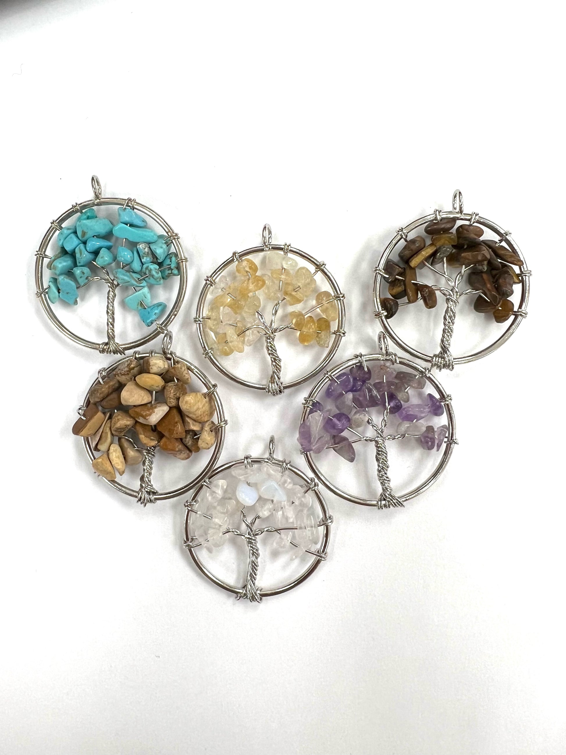 Natural Stone Tree Of Life Pendants 30mm Bead Store Calgary