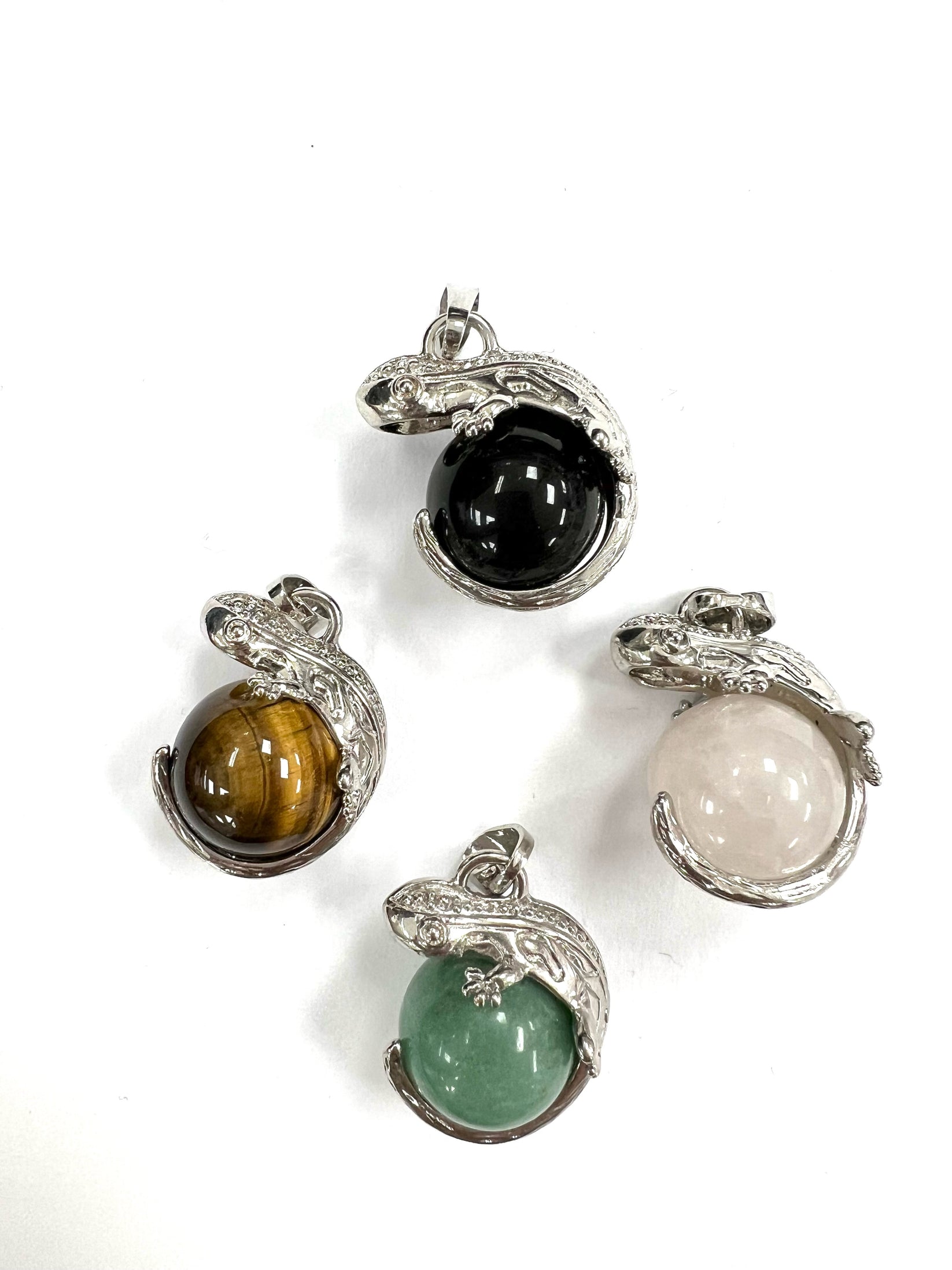 Natural Stone Lizard Head Cage Pendants Bead Store Calgary