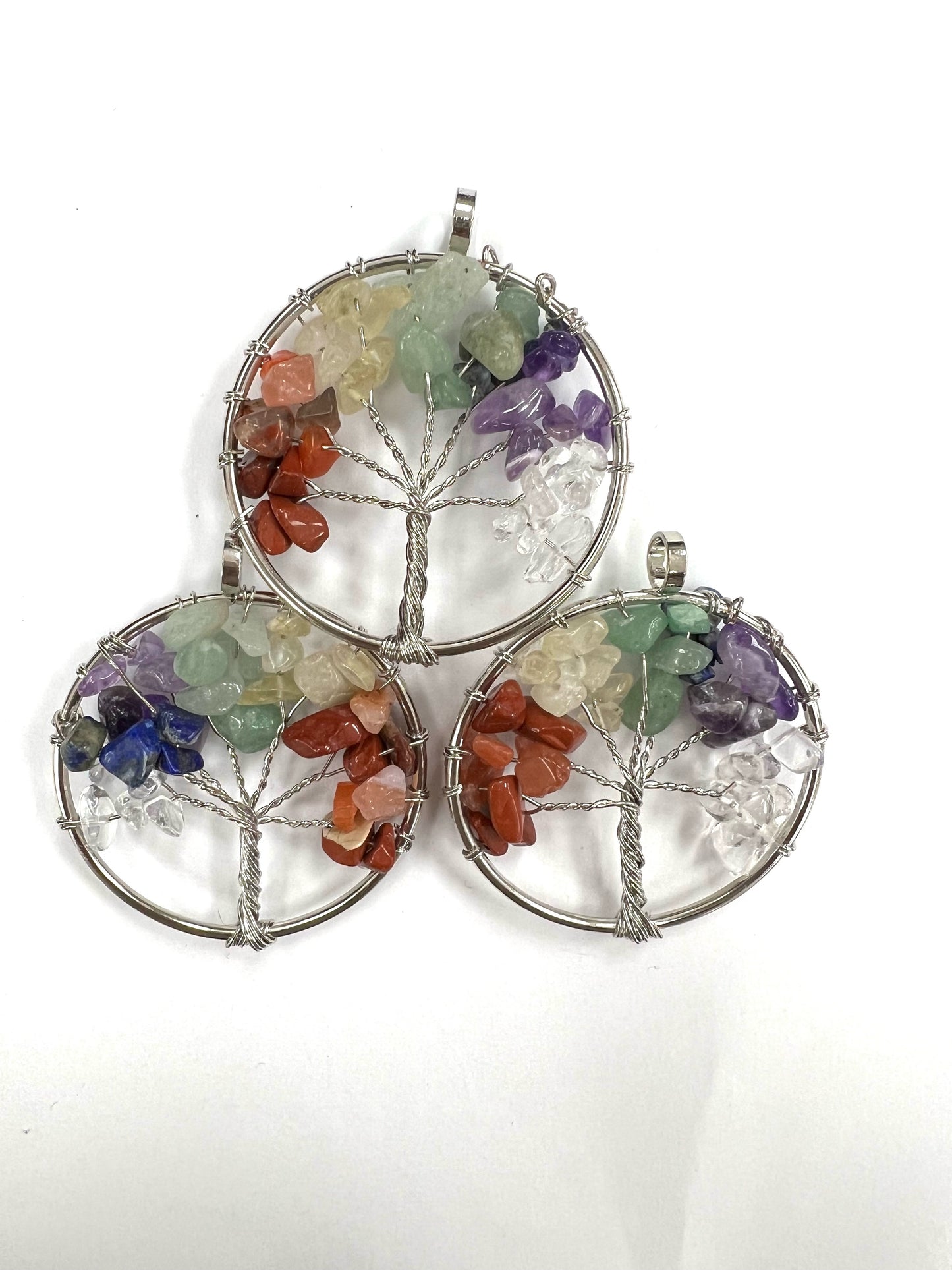 Natural Stone Tree of Life Chakra Pendants