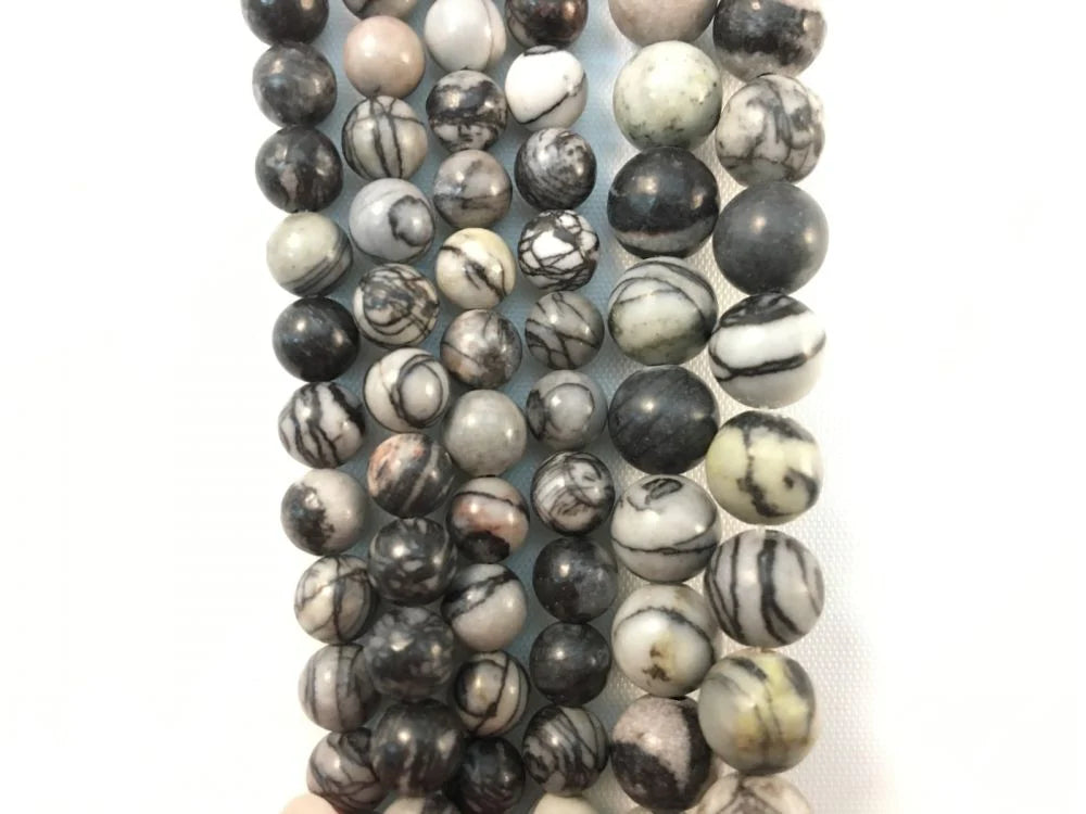 Black Zebra Jasper Natural Stone Beads