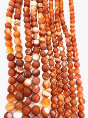 Matte Banded Carnelian Natural Stone Beads