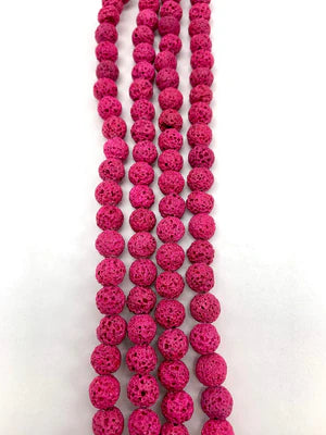 Dyed Pink Lava 8mm Natural Stone Beads